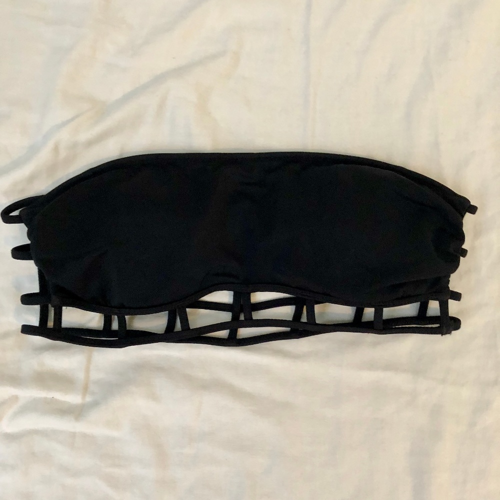 Black Caged Bandeau Bikini Top